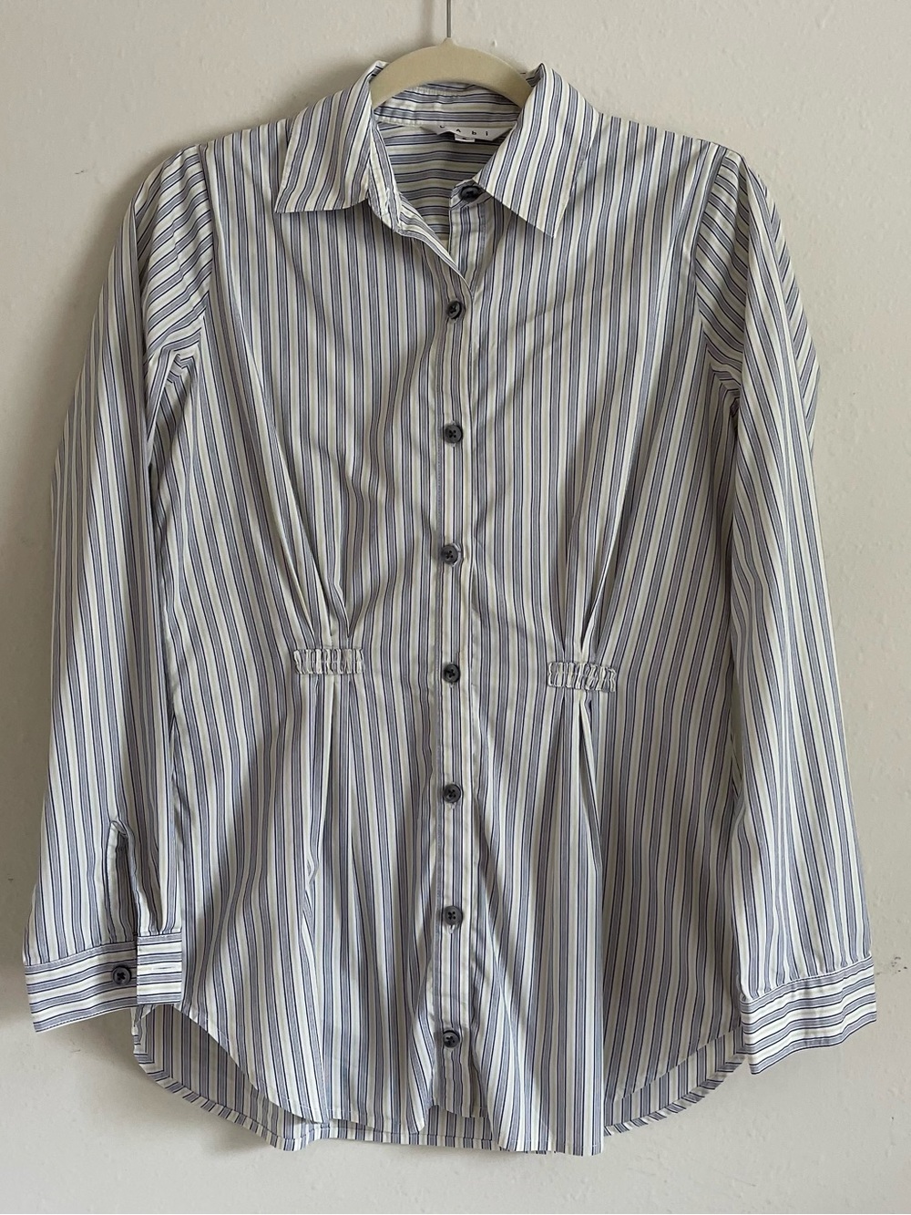CAbi Striped Button-Down Shirt in Blue and White